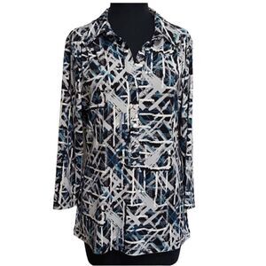 Alfani Silky Stretch Knit Collar Blouse Large